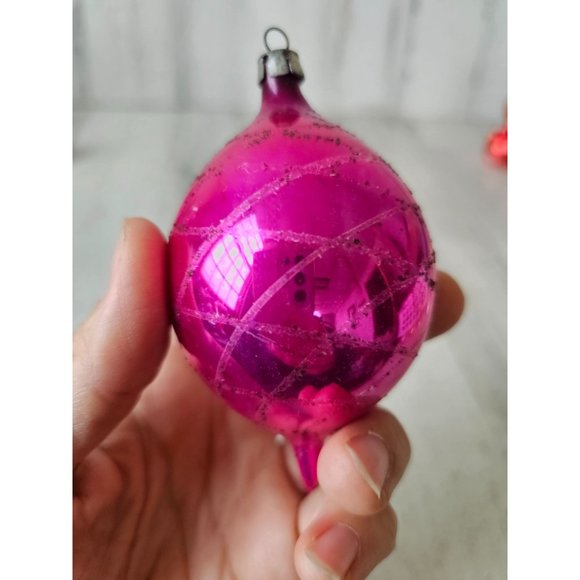 Antique Poland Bell teardrop pink fantasia ornament glass mercury Xmas tree - Picture 3 of 9